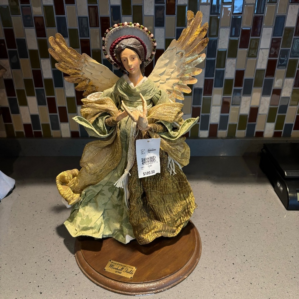 Rare vintage Marshall Fields angel on a stand